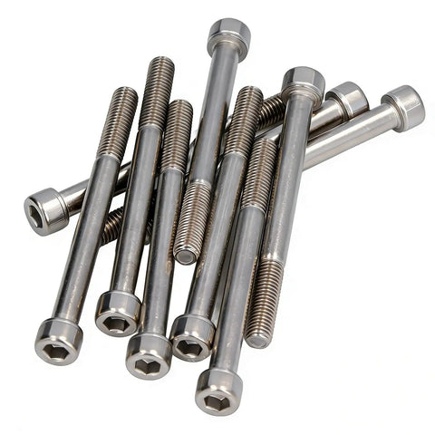 Dead Nuts Reliable M10 X 110mm Hex Socket Head Cap Screws Bolt Kit with 10 Pack A2-70 Stainless Steel bolts piled up.