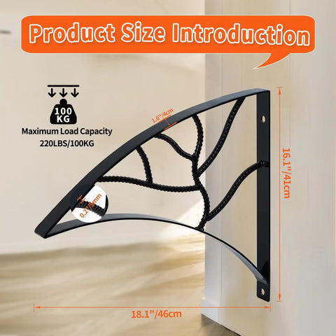 Badass Black Wrought Iron Porch Handrail With Dope Leaf Style Wall Mounted Stair Grab Rail For Secure One To Two Step Support Top shelf metal railing dimensions 18.1in