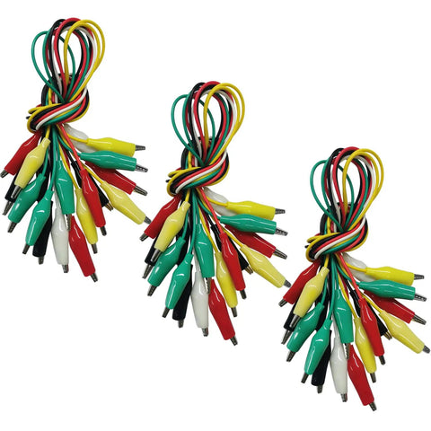30 Piece Gator Clips Electrical Set With Five Color Crocodile Clips And Dual Ended Jumper Wires Power Test Probes For Circuit Connections.