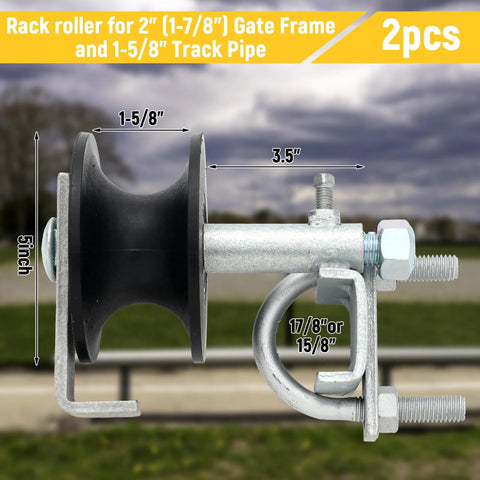 2 Pcs Chain Link Nylon Rolling Gate Track Wheel Rollers For Sliding Gates Compatible With 2 Inch Gate Frames And One And Five Eighths Inch Track Pipe With Galvanized Steel Cantilever Hardware, side view