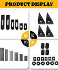 Heavy Duty Hold Down Clamp Kit For Milling CNC, 58 Pcs showing steel parts, T-slot nuts, and studs for machining setup.