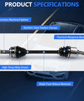 Front Right Passenger Side Heavy Duty CV Axle For 2013 Through 2019 Mitsubishi Outlander Sport FWD And 2008 Through 2017 Mitsubishi Lancer Auto CVT Trans NCV51012 Joint Shaft Assembly, shown with neoprene boots and ABS ring