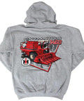 Youth Gray 1460 Combine Hooded Sweatshirt With Ultra Soft Cotton Blend Realistic Farm Machine Graphic Everyday Wear For Junior Farmers And Weekend Gear