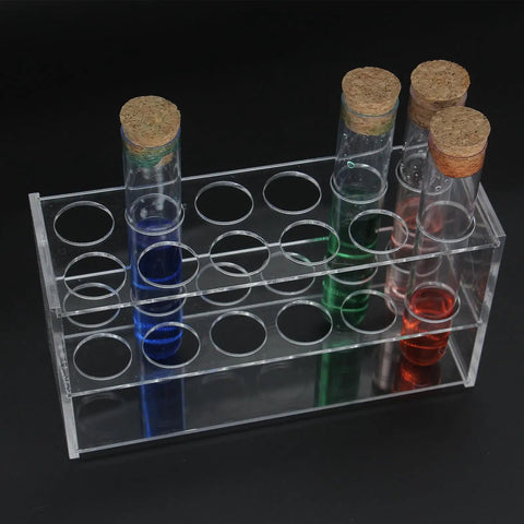 Clear Acrylic Test Tube Holder Rack 2x6 Wells For 50mL Tubes Lab Stand On Benchtop With 12 Sockets Sturdy Lightweight Chemistry Lab Organizer