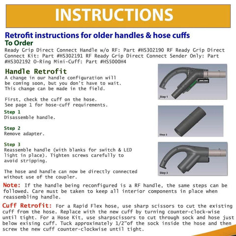 Retrofit instructions for Ready Grip Direct Connect Vacuum Handle Replacement Part With Ergonomic Soft Touch Finish
