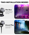 Outdoor Christmas Halloween Projector Lights For Yard With 15 Colors Water Wave Ocean Effect, shown in flat and ground plug modes