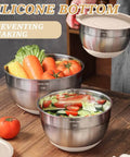 26 Piece Stainless Steel Mixing Bowls Set With Airtight Lids And Grater Attachments Non Slip Bottoms Khaki used for meal prep
