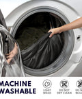 XXL Winter Sleeping Bag For Adults And Kids, 4 Season Cold Weather Camping Gear being placed in a washing machine