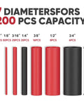 Image showing 7 different diameters of 4 to 1 Heat Shrink Tubing Kit With Extra Length Tubes 200 pcs Adhesive Lined Dual Wall Waterproof Shrink Tubing.