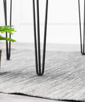 25.5 Inch Hairpin Leg Set of 4, Heavy Duty Steel Table Legs With Free Screws, close-up of leg on gray rug, modern style