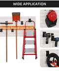 Heavy Duty Slat Wall Hook Set 28 Piece Garage Storage Kit with tools and ladder on slatwall panel