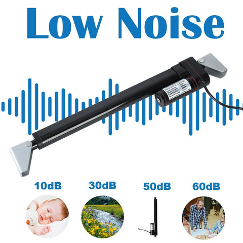 KM-LINEARTECH 10-inch DC12V heavy-duty electric linear actuator with mounting brackets, side view, black cylindrical body.