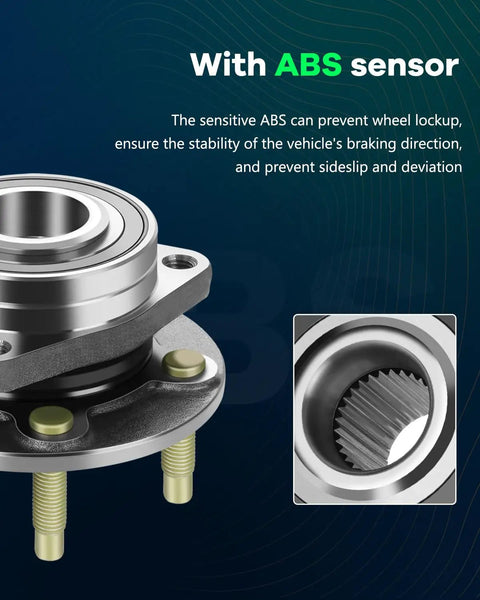 Close-up of 2pc Front Wheel Hub Bearing Kit for Buick Cascada Verano Cadillac ATS ELR Chevy with ABS sensor detail
