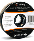 Heavy Duty Heat Shrink Tubing One Quarter Inch 3 To 1 Shrink Ratio With Adhesive Dual Wall Waterproof Seal Black 50 Feet Roll For Auto And Electrical Wiring Oil And Water Proof UL Certified on spool