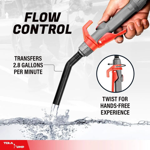 Portable Battery Powered Gas Transfer Pump for Gas Diesel and DEF with Quick Stop Nozzle, 2.8 Gallons Per Minute