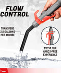 Flow control nozzle of Heavy Duty Portable Battery Powered Fuel Transfer Pump With Flow Control Nozzle And Reinforced Vinyl Hose.