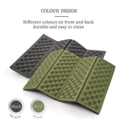 Ultralight Camping Sit Pad For Backpacking And Hiking, Portable Foam Folding Seat Cushion For Outdoor Use, Green and Black Design