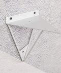 Dope Heavy Duty Triangle Shelf Brackets, Badass Wall Mount Floating Support, Industrial Corner Hardware For Bookshelves And Home Decor, 2 Pack Gold White Finish on wall