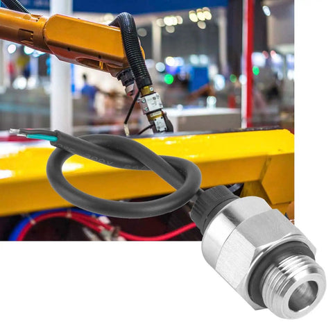 High Precision Pressure Sensor Transducer For Water Oil Fuel And Air, 1/8 Inch NPT Thread, Stainless Steel Construction, Analog Output, 100 PSI, Compact Durable Instrument For Industrial Use installed on equipment