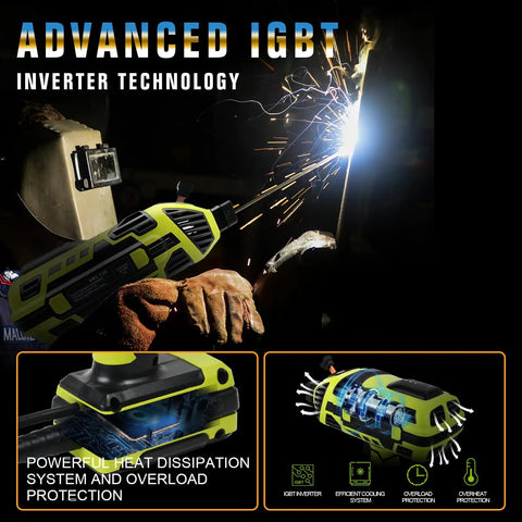 Grab-And-Go 110V Portable Handheld Arc Welder For Home DIY Projects shown with IGBT inverter technology welding metal
