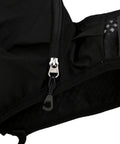 Close-up of zippered pocket on Hydration Vest Pack With Breathable Nylon Water Bladder Compatible Adjustable Chest Straps Multiple Pockets.