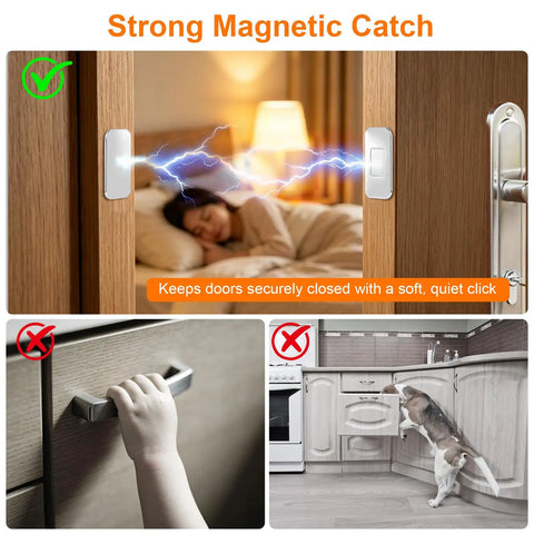 Ultra Thin Magnetic Cabinet Door Catch Kit With Strong Adhesive Magnets For Cabinets And Drawers 6 Pack Keeps Doors Quietly Closed