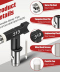 Reversible spray tip for Heavy Duty Airless Paint Sprayer Gun Kit With 3600 PSI And A 50 Foot High Pressure Hose, featuring 313 tip.