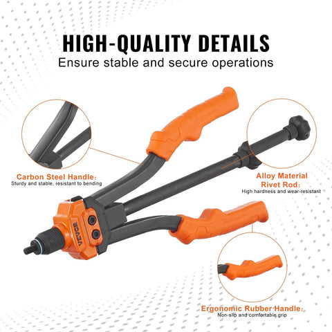 High-quality details of 14 Inch Rivet Nut Tool Kit With 7 SAE And Metric Mandrels, 70 Assorted Rivet Nuts in focus