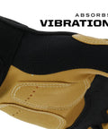 Close-up of Material4X M Pact Work Gloves with Impact Guard and D3O Palm Padding, brown and black, size large, showing palm design