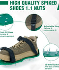 Spiked shoes with adjustable straps and 13 metal spikes for 9 Inch Spiked Screed Roller For Epoxy Flooring And Self Leveling Concrete Projects