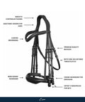 Pro Grade Padded Weymouth Dressage Bridle For Horses Dual Reins Included Premium Vegetable Tanned Leather with ergonomic design