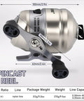 Spincast Fishing Reel Size 30 with Easy Right or Left Hand Retrieve, Smooth 3.9 to 1 Gear Ratio, Pre-Spooled Mono Line, Silver Finish.