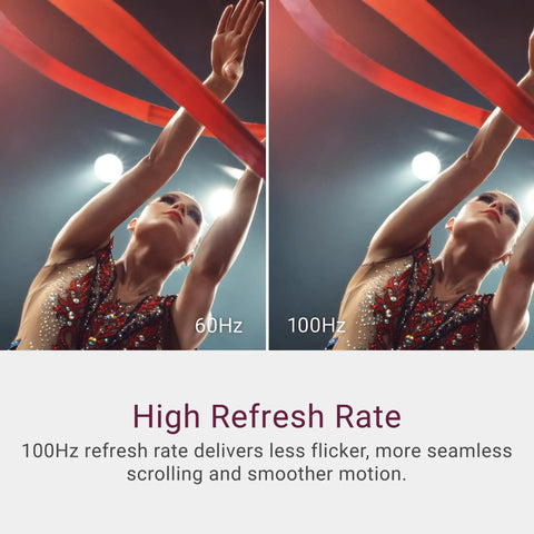 Comparison of a 60Hz vs 100Hz refresh rate demonstrating smoother motion on a 27 Inch Full HD Monitor With 100Hz Refresh For Ultra Smooth Motion.