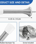 36 Pack Spring Door Stopper Set with Rubber Bumper Tips for Wall and Bottom of Door, brushed satin nickel showing size and details