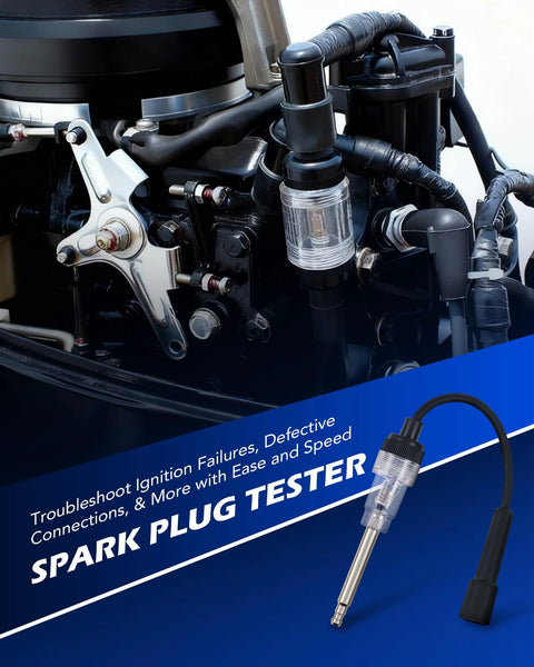 Orion Motor Tech cylinder leak-down tester kit with dual gauges and spark plug tester adapters on an engine