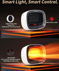 Compact 1200W Space Heater With Magnetic Remote Cranking Heat White Desk Friendly Portable Heating For Small Rooms Fast PTC Heat Overheat Protection Tip Over Safety Perfect For Bedroom And Office