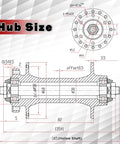 Detailed hub size diagram for 26X4.0 Fat Tire Front Wheel For Mountain Bike With 135mm Hub And 9mm Quick Release