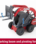 Case IH skid steer with movable boom and forks from RAM 2025 Dealership Truck With Case IH Skid Steer And Gooseneck Trailer 1 16 Scale.