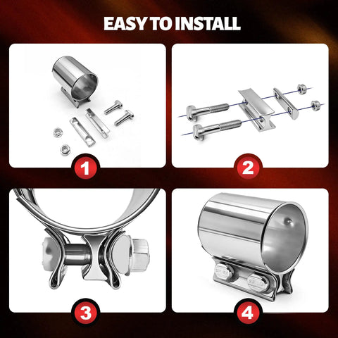 Top Shelf 2.5 Inch Exhaust Clamp And Muffler Sleeve Coupler Forged From Tough As Nails 304 Stainless Steel To Fix Pipe Joints And Quit Those Annoying Backseat Rattles