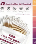 Front view of ASKIZ 120 Swabs Lead Test Kit with fanned white cotton swabs in packaging