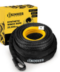Synthetic Winch Rope For Off Road Recovery Three Eighths Inch By Eighty Five Foot 25000 Lbs With Protective Sleeve