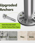 Upgraded anchors for Tough As Nails Stainless Steel 304 Hand Rail For Steps And Porch Safety Grab Bar, suitable for various floor types.