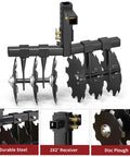 Heavy-Duty 28 Inch Disc Plow Harrow with Universal 2 Inch Receiver Hitch Pull-Behind Plow for Tractor ATV UTV Adjustable Height