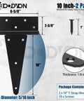 10 Inch T Strap Gate Hinges In Black Powder Coated Finish Heavy Duty Tee Hinges For Wooden Fences And Yard Gates Suitable For Shed And Barn Doors Rustproof And Corrosion Resistant 2 Pack