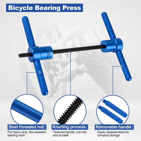 25 Piece Bicycle Bearing Press Kit For Wheel Hubs And Bottom Brackets With Cone Design Blocks And Bushing Tool Aluminum Alloy