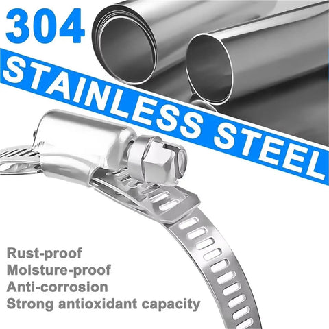 2 Set Heavy Duty Worm Gear Stainless Steel Hose Clamps Kit For Cars And Trucks Secure Mechanical Grip Rigid Core Construction Holds Firm Under Pressure No Slip Automotive Hoses And Pipes, 304 stainless steel worm gear clamp with hose