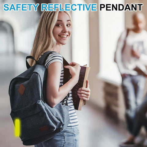 Reflective Keychain Set For Backpack And Running Gear on backpack, high visibility reflective pendant enhancing daytime safety.
