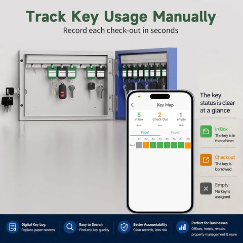 48 Key Lock Box Wall Mount Smart Key Cabinet With Bluetooth And Wi Fi Remote Access And One Time Code for key management