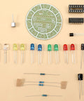 DIY Soldering Practice Kit With CD4017 Lucky Wheel LED Circuit Board components for beginners and hobbyists.