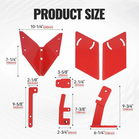 Hiller Furrower Kit For Rear Tine Tiller With Adjustable Wing Fit For Land Reclamation, 3 Connection Types, red steel parts diagram